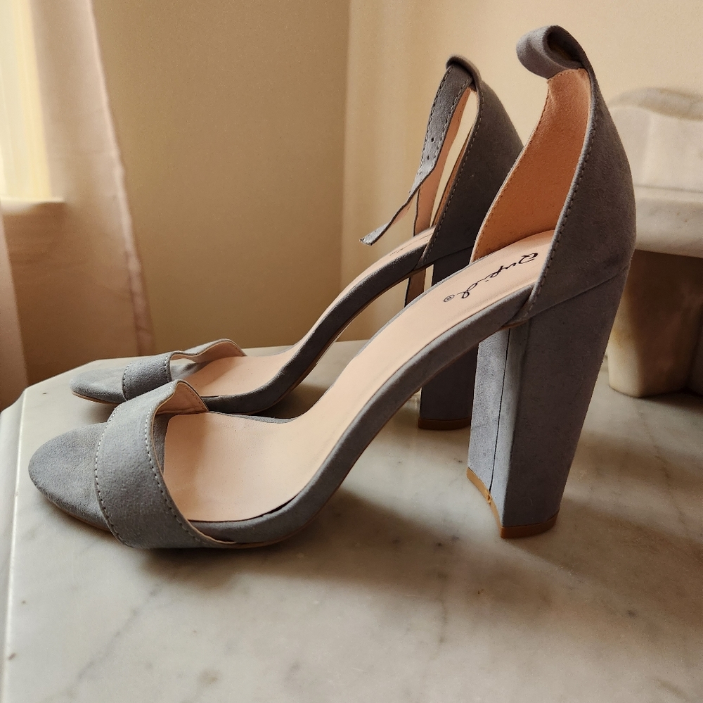 Bluish Grey Open Toe High Heels